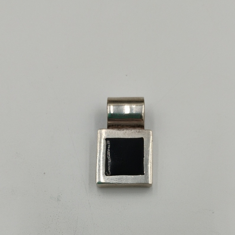 Sterling Silver Square Onyx Pendant